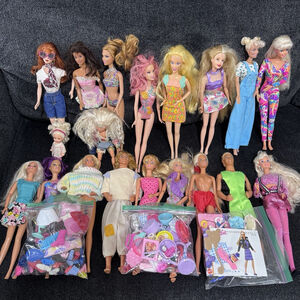 Lot Of Vintage Barbie And Ken Dolls With Accessories
